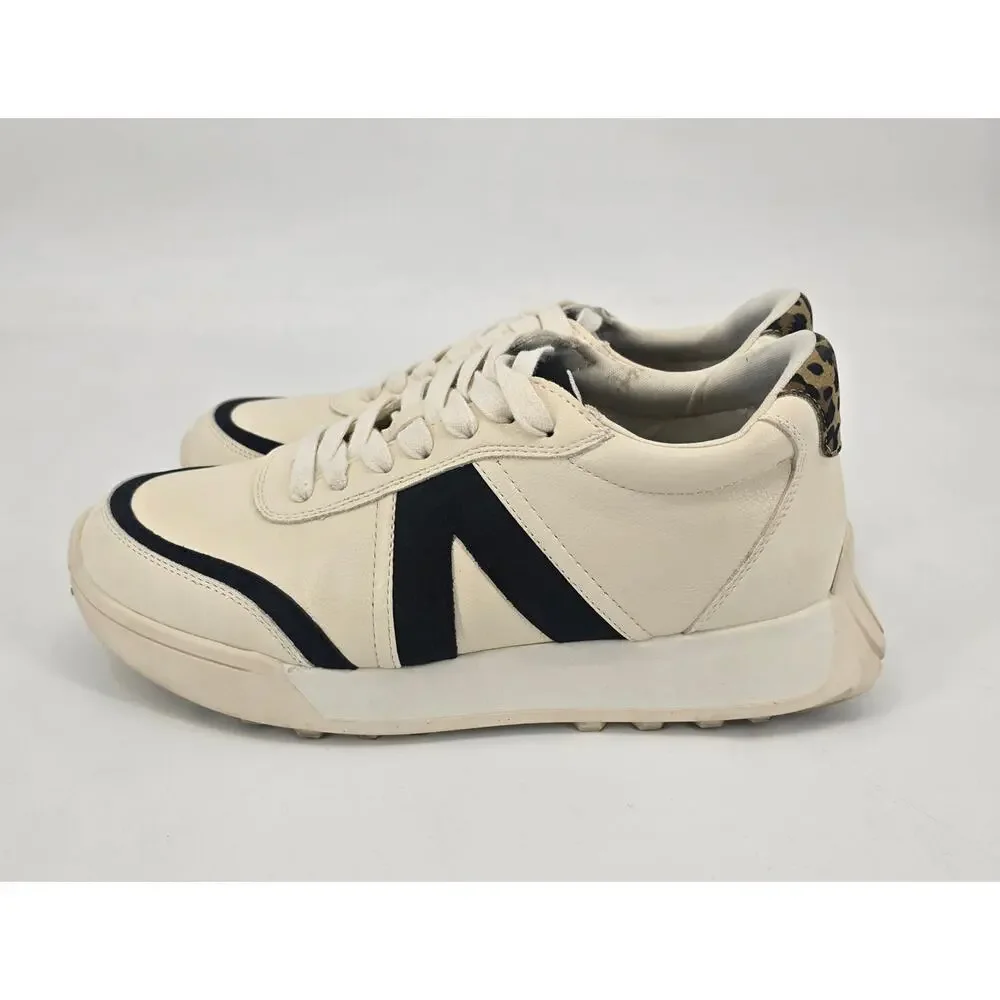 MIA Town Sneakers Womens 8 Cream Black Leopard Neutral Casual Athleisure Shoe‎